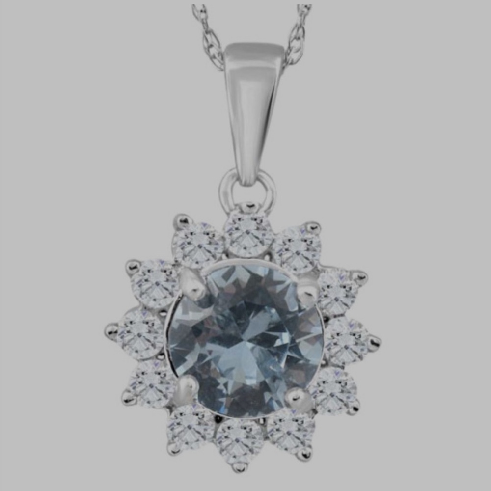 Pompeii3 Diamond Halo Pendant 10k White Gold Necklace